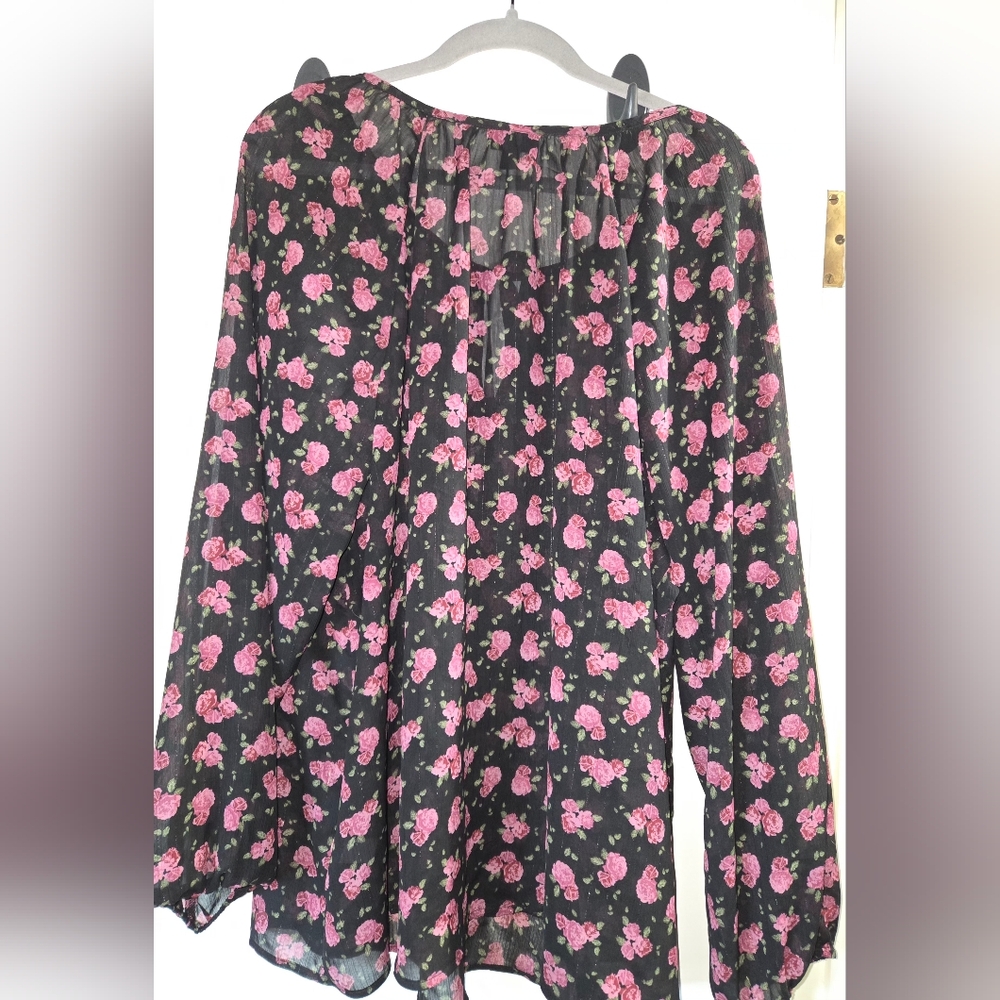 Torrid Black and Pink Floral Blouse
